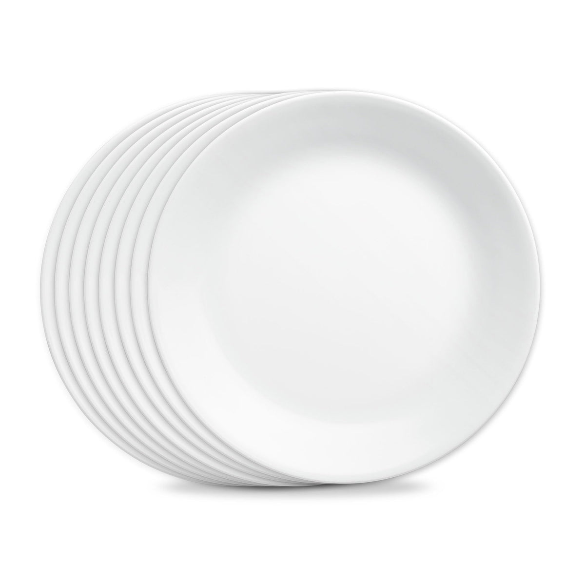 Corelle Vitrelle 8-Piece Dinner Plates Set Triple Layer Glass and Chip Resistant, Lightweight Round Plates, Winter Frost White