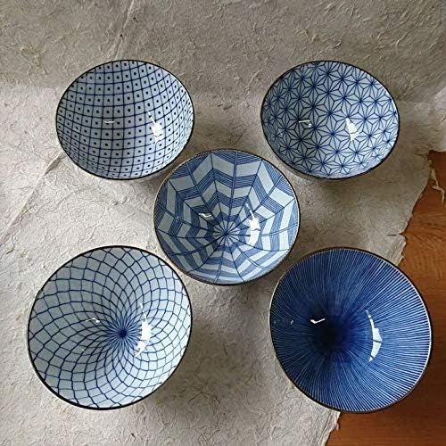 Saikai Pottery Traiditional Japanese Rice Bowls (5 bowls set) 19541 (One Pack)L8