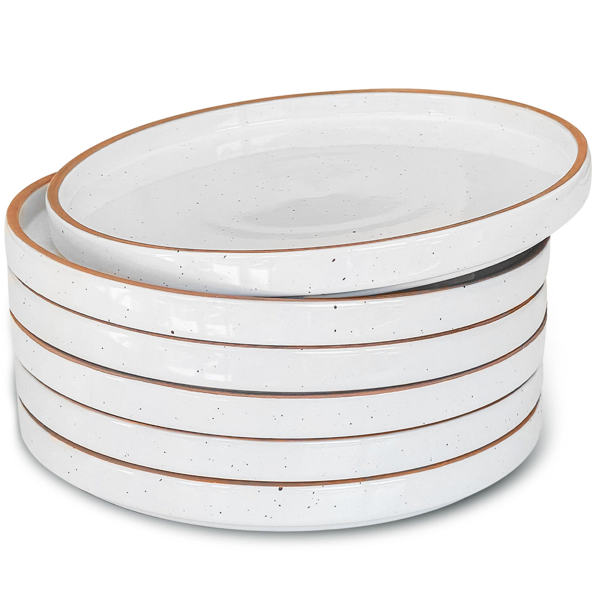 MORA Ceramic Flat Plates Set of 6-8 in - The Dessert, Salad, Appetizer, Small Lunch, etc Plate. Microwave, Oven, and Dishwasher Safe, Scratch Resistant. Kitchen Porcelain Dish - Neutrals