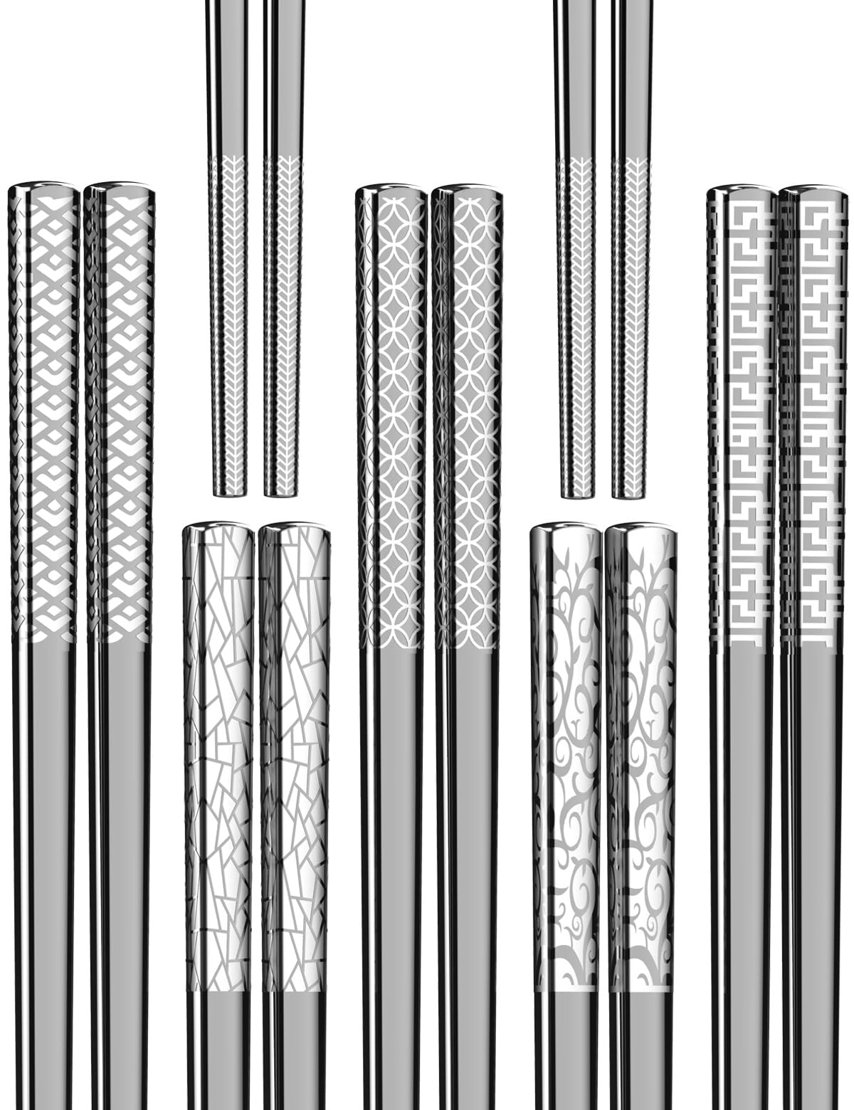 FOFAYU Metal Chopsticks Reusable 2 Pairs Titanium Plated Stainless Steel Chopsticks with Holder, Dishwasher Safe Non-Slip Japanese Style Chop Sticks Present Set (Blue Silver)