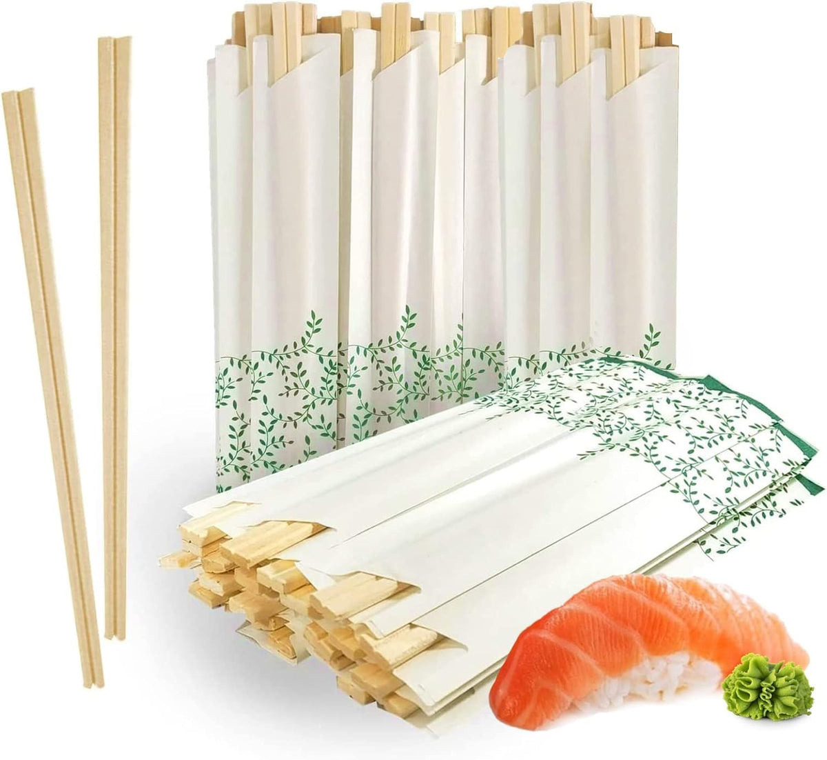 Solid No Splinters Chopsticks 120 pairs | Individually Wrapped Disposable Wooden Chopstick | Best for Sushi & Asian Dishes