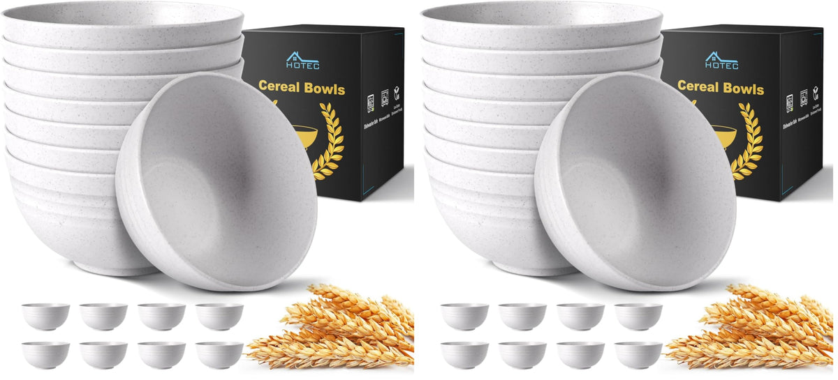 HOTEC 8-Pack 26oz Wheat Straw Cereal Plastic Bowls set, Multicolor