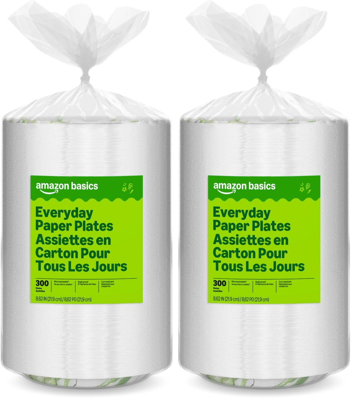 Amazon Basics Everyday Paper Plates, 8.62 Inch, Disposable, 300 Count, Packaging May Vary