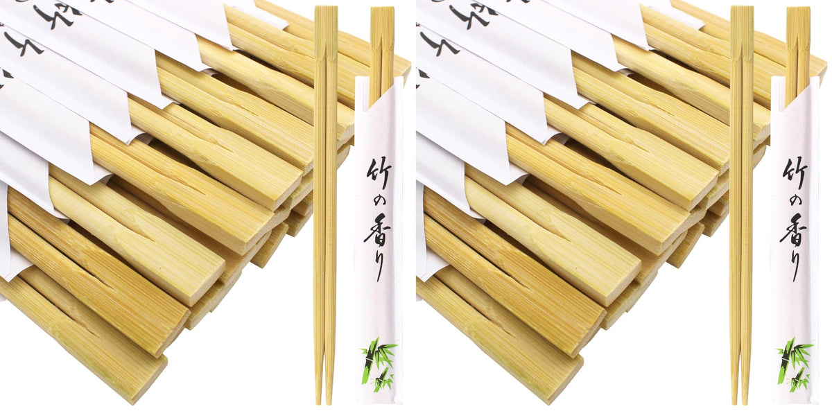 100 Pairs 9 inches Smooth Disposable Bamboo Chopsticks Individually Wrapped Chopstick for Sushi Noodles Splinter-Proof Design