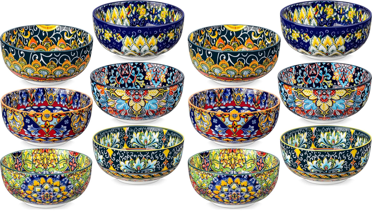 vancasso SIMI 28 oz Cereal Bowls Set of 6, Bohemian Ceramic Soup Bowls
