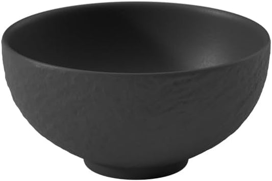 Villeroy & Boch Manufacture Rock Medium Soup/Rice Bowl, 10 oz, Premium Porcelain, Made in Germany, 5x5x2.5 in, Matte Black