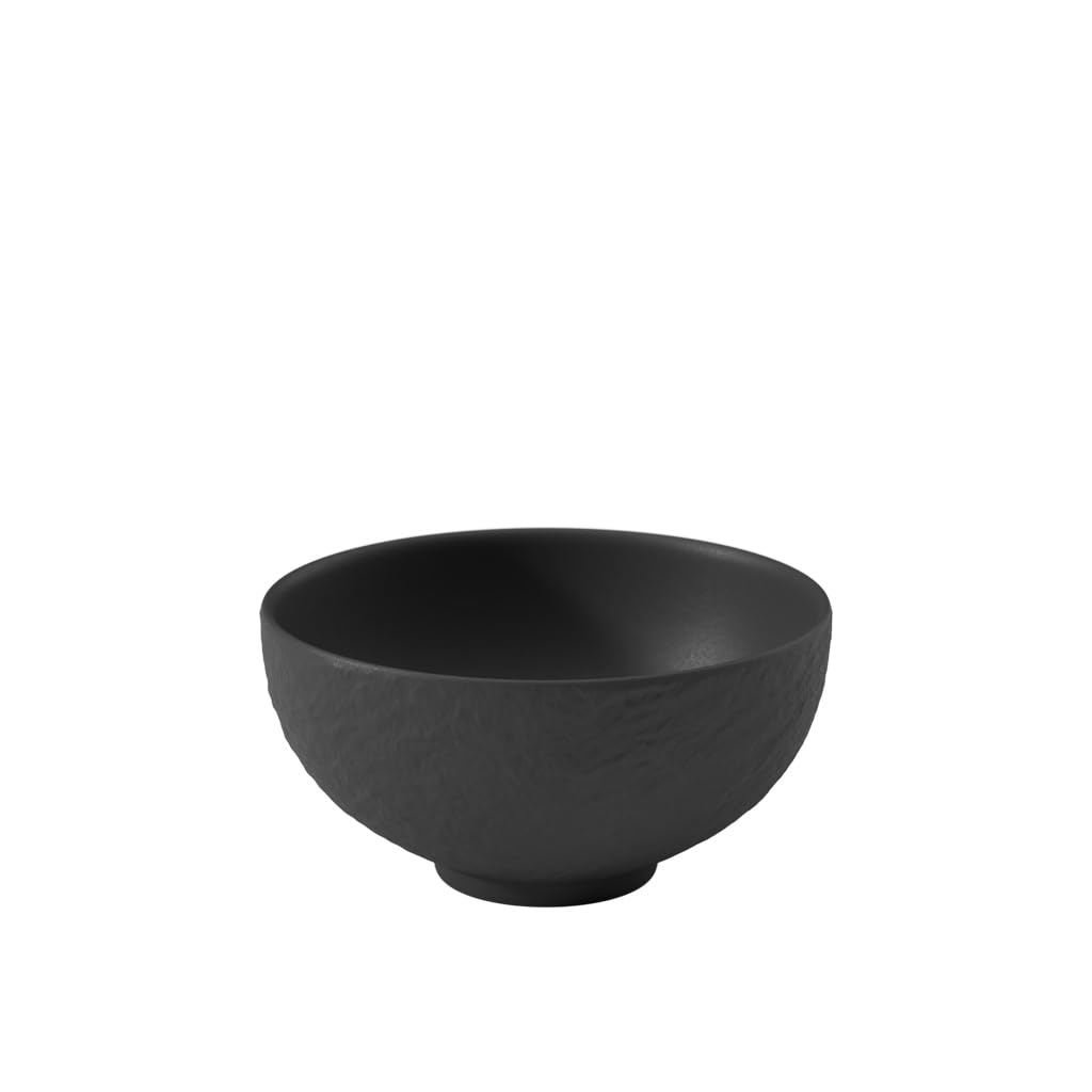 Villeroy & Boch Manufacture Rock Medium Soup/Rice Bowl, 10 oz, Premium Porcelain, Made in Germany, 5x5x2.5 in, Matte Black