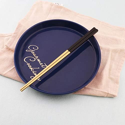 5 Pairs Fashionable and exquisite Korean stainless steel chopsticks 8 colors (Black+Gold)