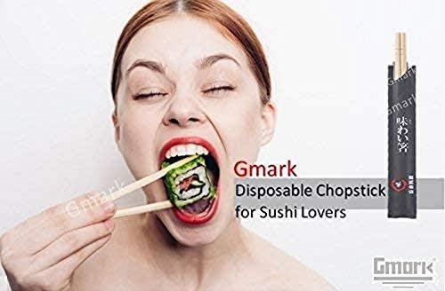 Disposable Chopsticks Pack of 100 Pair, 9" Japanese Style Sleeved Sushi Chopsticks by Gmark GM1038