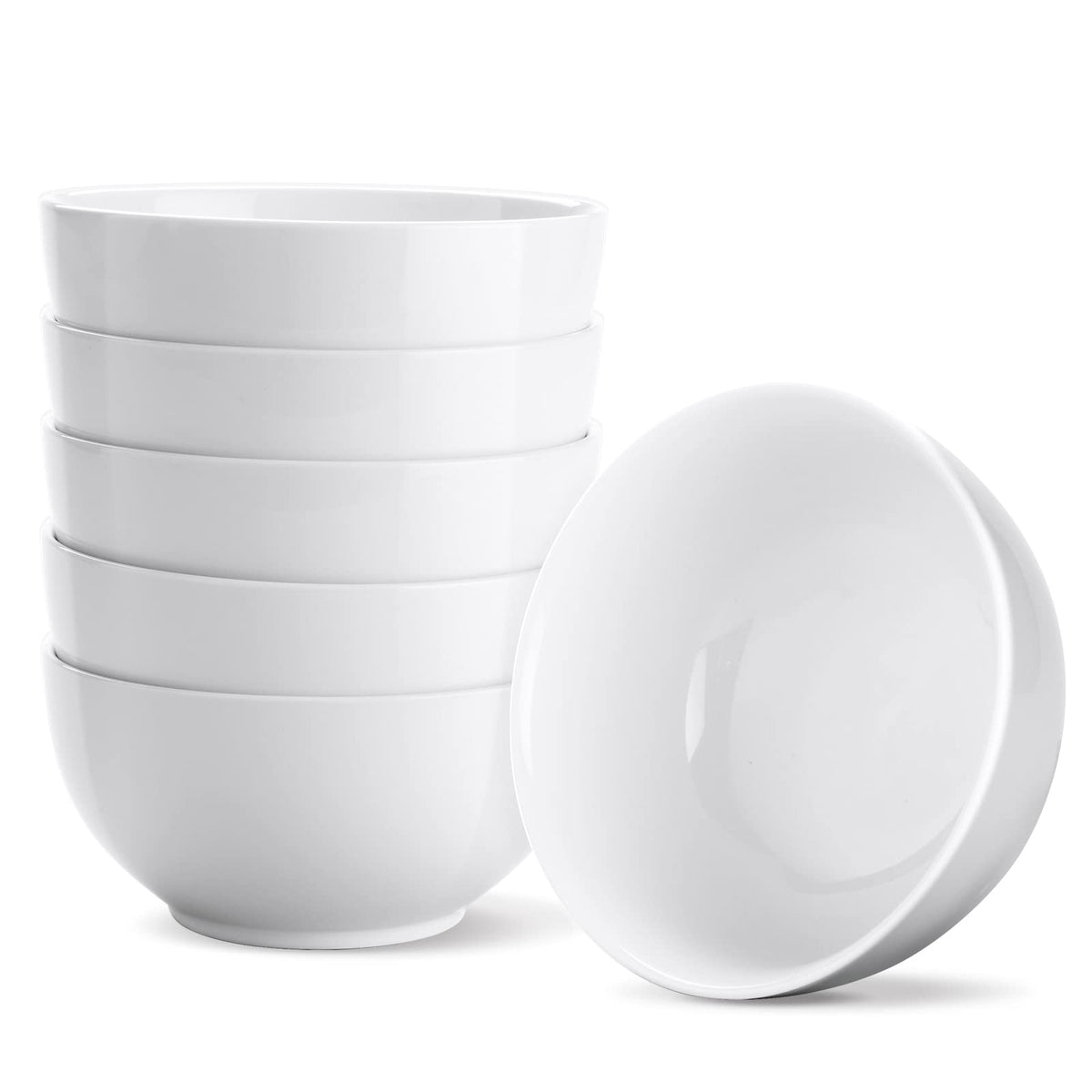 10 OZ White Ceramic Soup Bowls of 6, Small Cereal Bowls for Kitchen