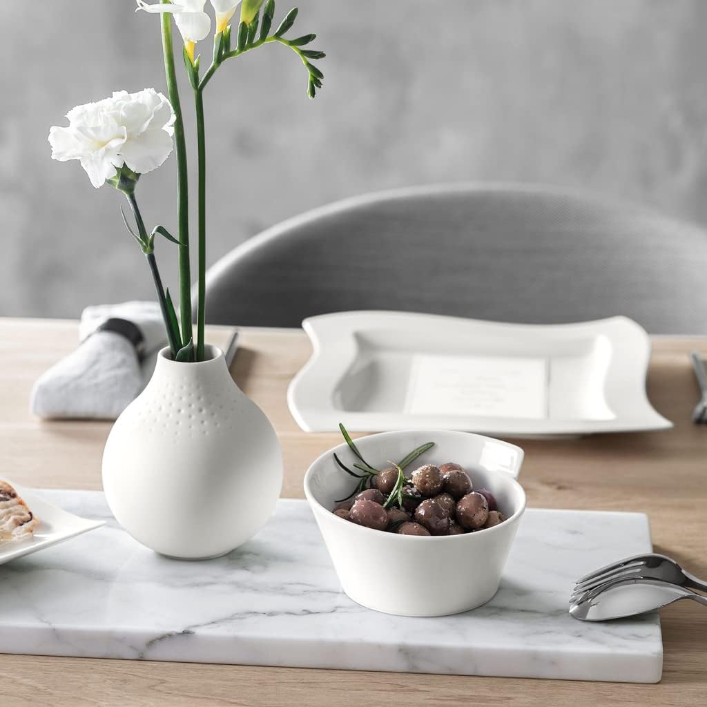 Villeroy & Boch New Wave Small Round Rice Bowl, 15.5 oz, Premium Porcelain, White
