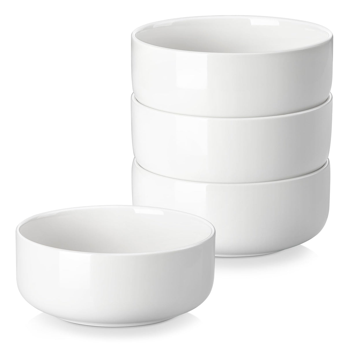 MALACASA 24 OZ Cereal Bowls Set of 6, Ceramic Soup Oatmeal Bowls, White