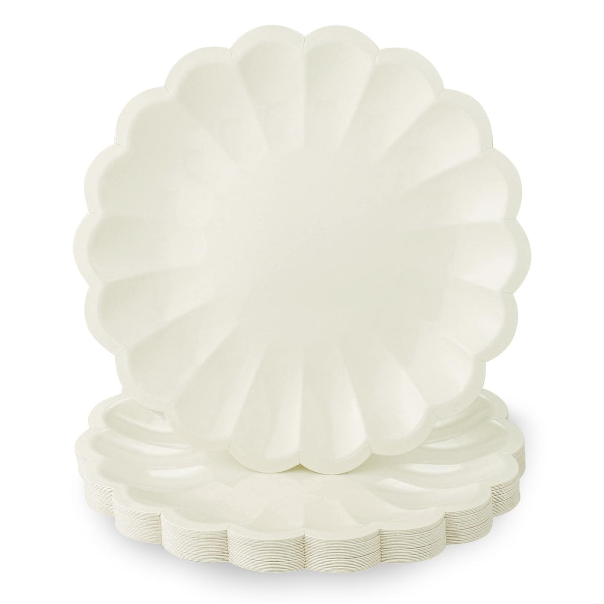 NatNarr 30 Pcs Ivory Paper Plates 9.5 In Scalloped Party Plates Disposable