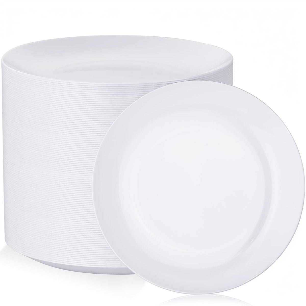 Nervure 100PCS White with Gold Rim Plastic Plates, 7.5″ Disposable Plates
