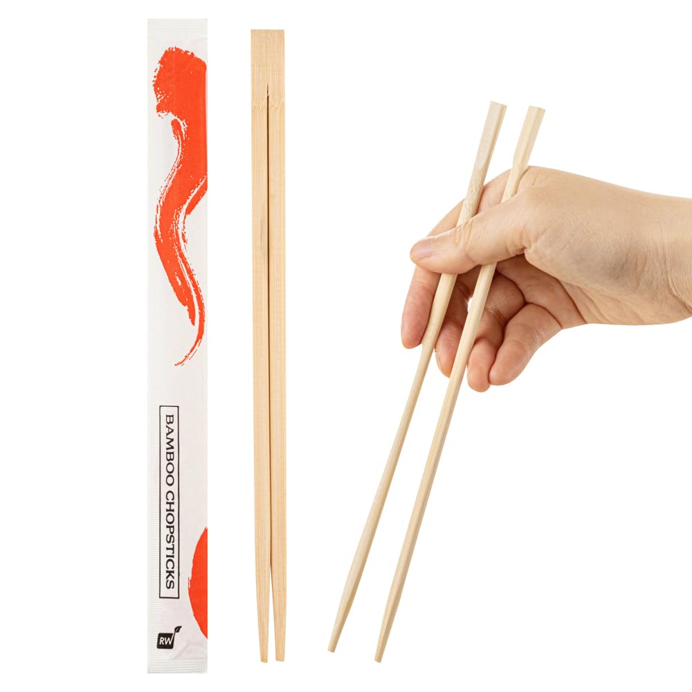 Restaurantware 9.5 Inch Bamboo Chopsticks - 1000 Count - Bambuddha Chinese Chopsticks, Disposable, Non-Slip, with Paper Band - Durable Sushi Chopsticks for Kitchen, Restaurant