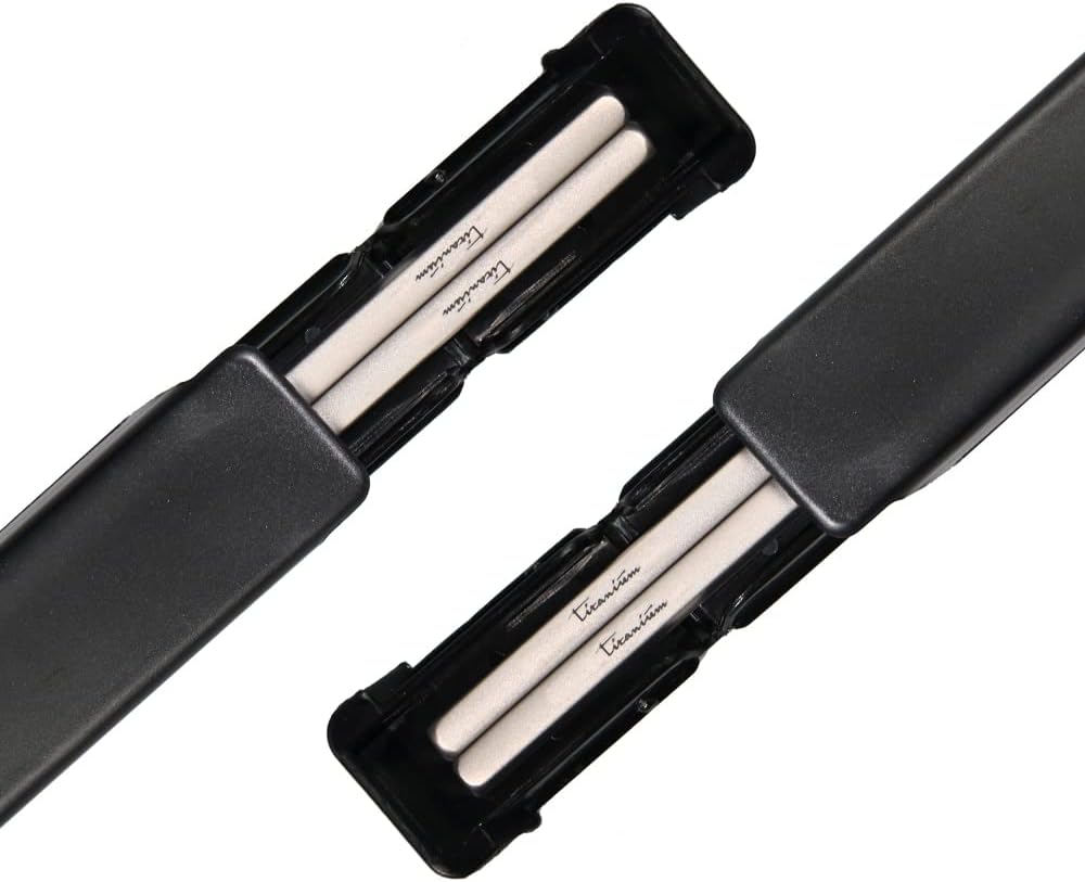 Titanium Chopsticks with Case, XBD Gears 2 Pairs of 9 Inches Square Chopstick Set Dishwasher Safe Reusable for Home & Travel (2-Pair Chopsticks)