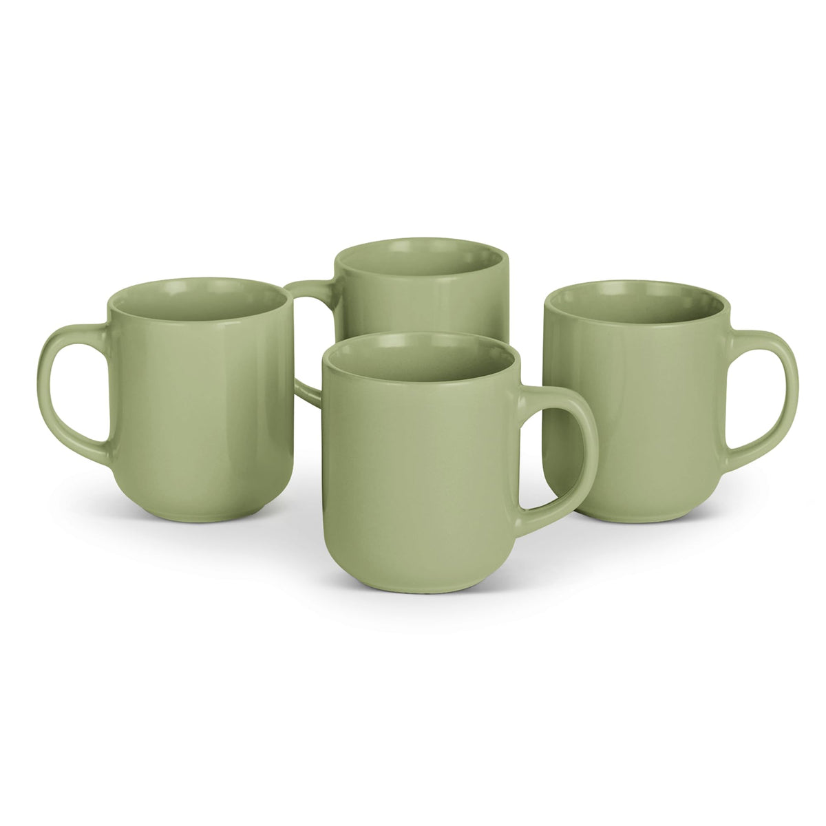 Amazon Basics Glazed Stoneware Dinner Plates, Ceramic 4-Piece Set, Microwave, Dishwasher and Freezer-Safe, 10.5 in., Olive