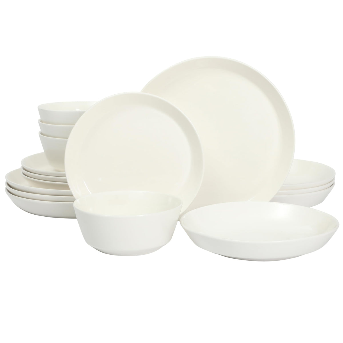 Gibson Home Plates and Bowls Sets - Dinnerware Set for 4, 16-Piece White Dishes — Ceramic Dish Set| Microwave & Dishwasher Safe Dishes - Oslo Collection