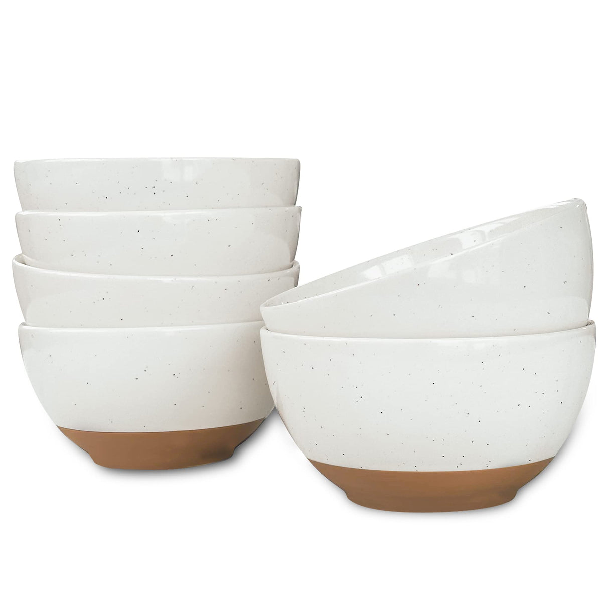 Mora Ceramic Small Dessert Bowls - 16oz, Set of 6 - Microwave, Oven and Dishwasher Safe, For Rice, Ice Cream, Soup, Snack, Cereal, Chili, Side Dishes etc - Microwavable Kitchen Bowl, Assorted Neutrals