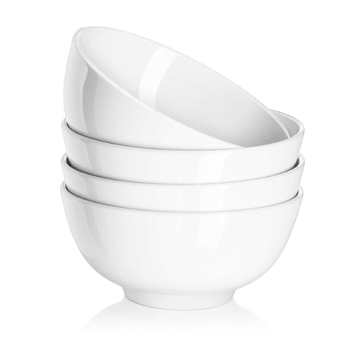 DOWAN 8.5 OZ Small Ceramic Bowls Set of 4 - White Bowls for Dessert, Dip, Side Dishes, Ice Cream, Fruit, Rice - Dishwasher & Microwave Safe (Soft White)