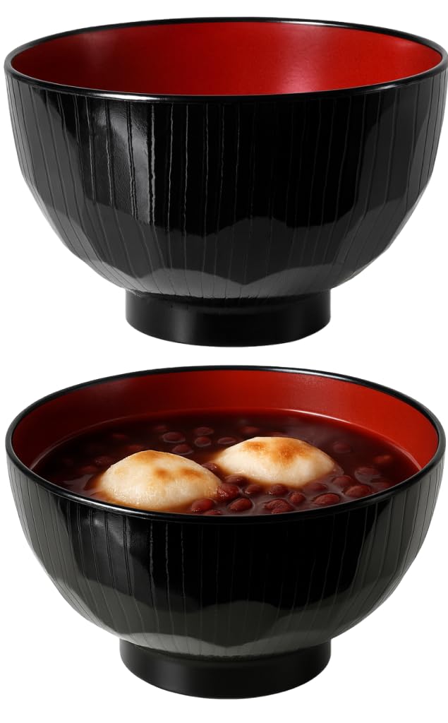Japanese Soup Bowls Made in Japan, 4-Pack – Traditional Miso & Rice Bowls, Microwave & Dishwasher Safe, BPA-Free Resin, Brown Rabbit