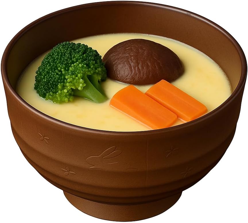 Japanese Soup Bowls Made in Japan, 4-Pack – Traditional Miso & Rice Bowls, Microwave & Dishwasher Safe, BPA-Free Resin, Brown Rabbit