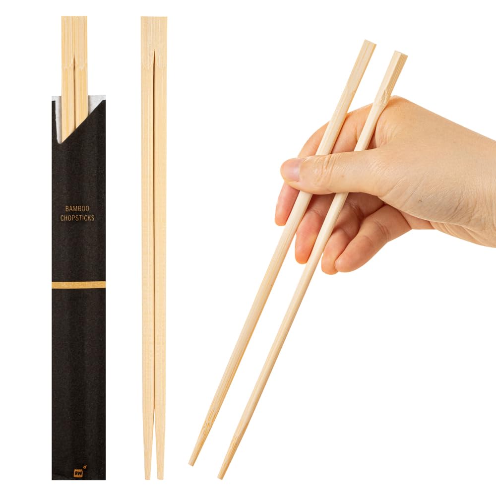 Restaurantware 9.5 Inch Bamboo Chopsticks - 1000 Count - Bambuddha Chinese Chopsticks, Disposable, Non-Slip, with Paper Band - Durable Sushi Chopsticks for Kitchen, Restaurant