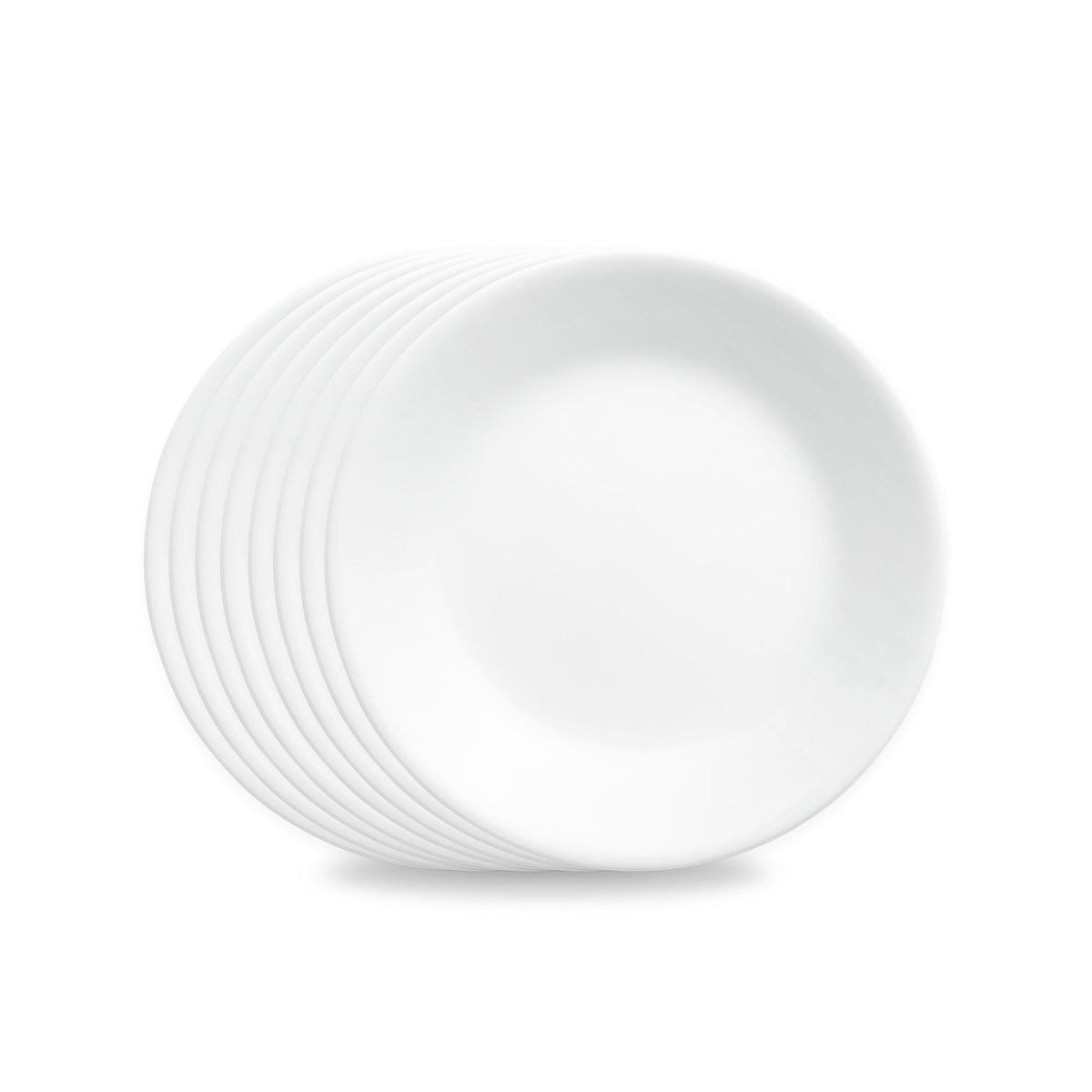 Corelle Vitrelle 8-Piece Dinner Plates Set Triple Layer Glass and Chip Resistant, Lightweight Round Plates, Winter Frost White