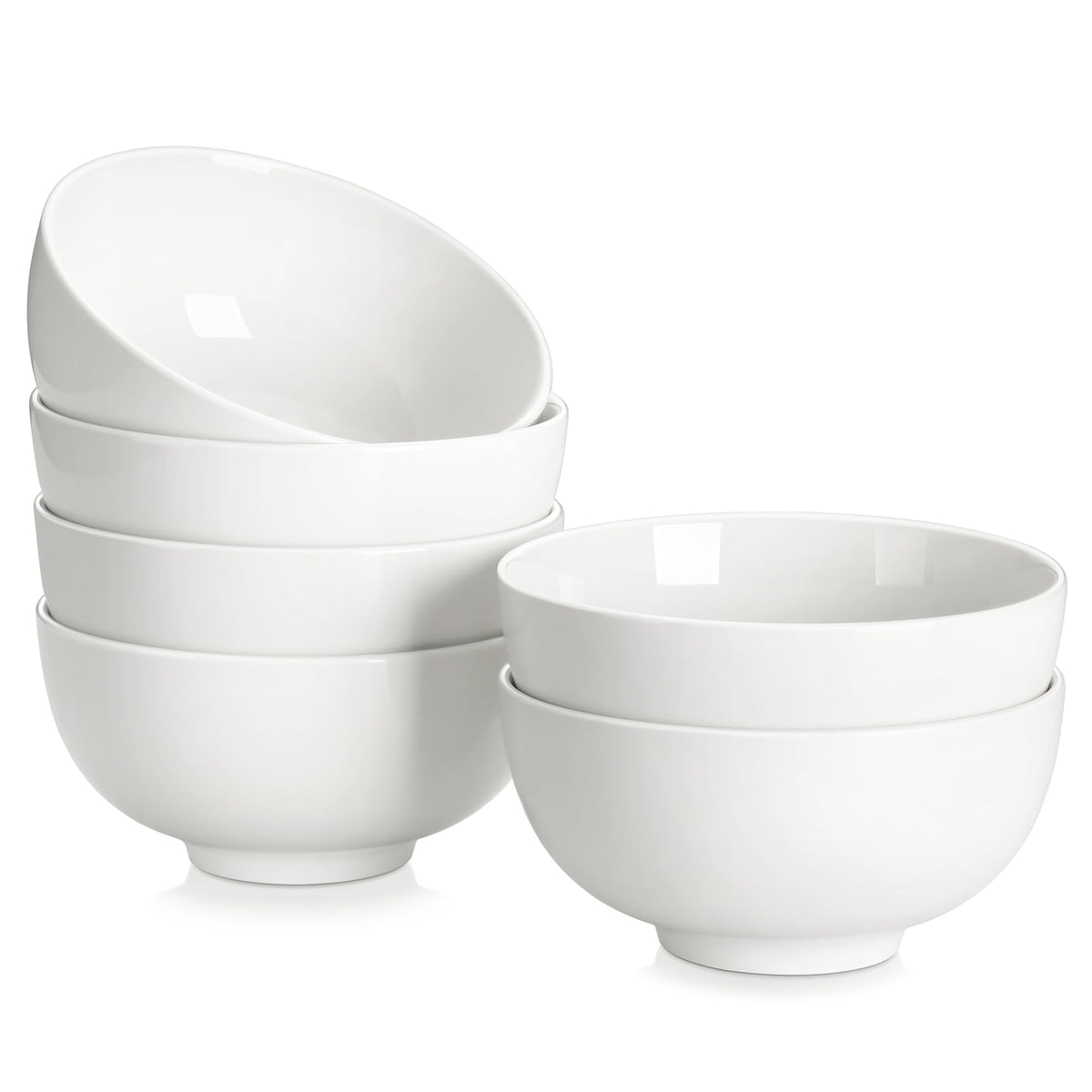 MALACASA 10 Oz Small Ceramic Bowls Set of 8, White Bowls for Ice Cream