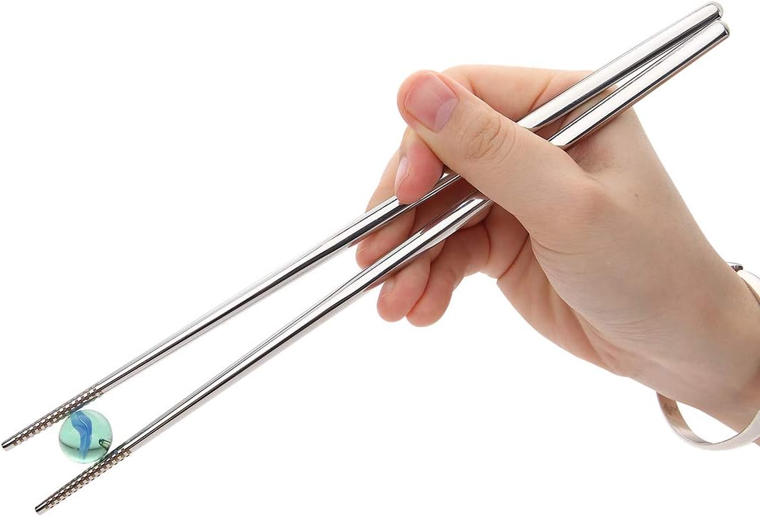 DEVICO 5 Pairs Chopsticks Reusable, 18/10 Stainless Steel Metal Chopsticks