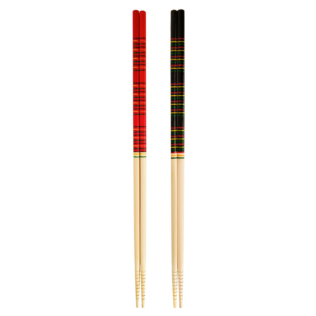 Wooden Chopsticks Reusable 5 Pairs Gift Set with 5pcs porcelain rest Panda and Green Bamboo Design Hand-Made 8.8 Inch/22.5cm