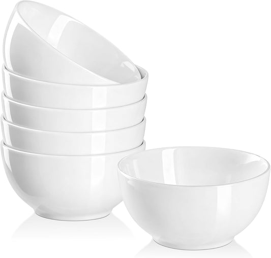 10 OZ White Ceramic Soup Bowls of 6, Small Cereal Bowls for Kitchen