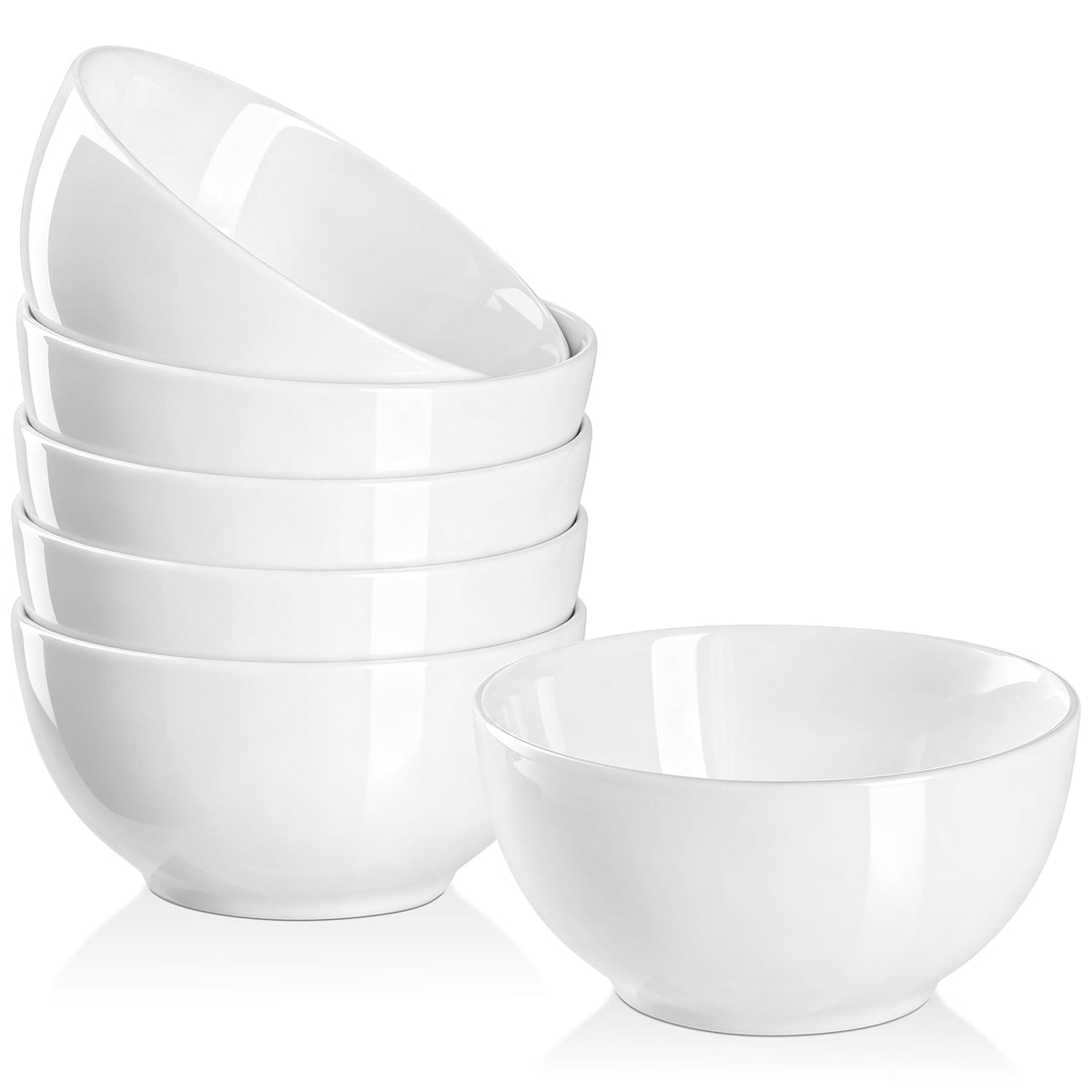 10 OZ White Ceramic Soup Bowls of 6, Small Cereal Bowls for Kitchen