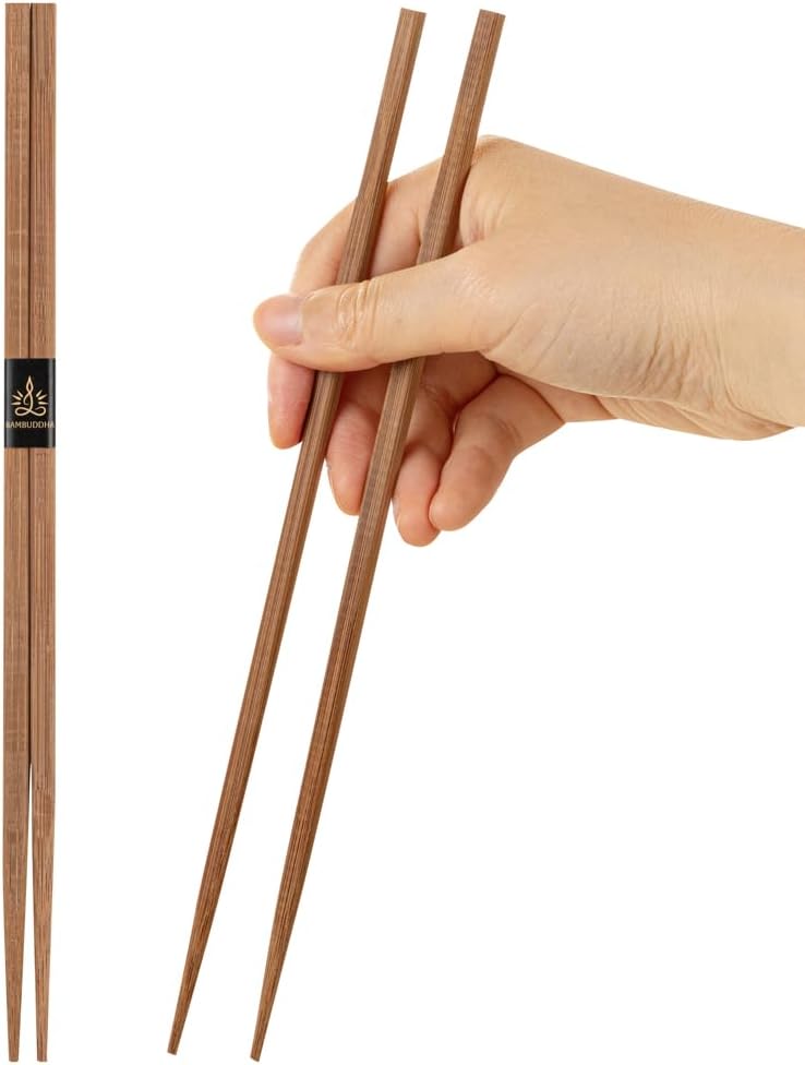 Restaurantware Square Brown Bamboo Modern Chopsticks, 100 Pack
