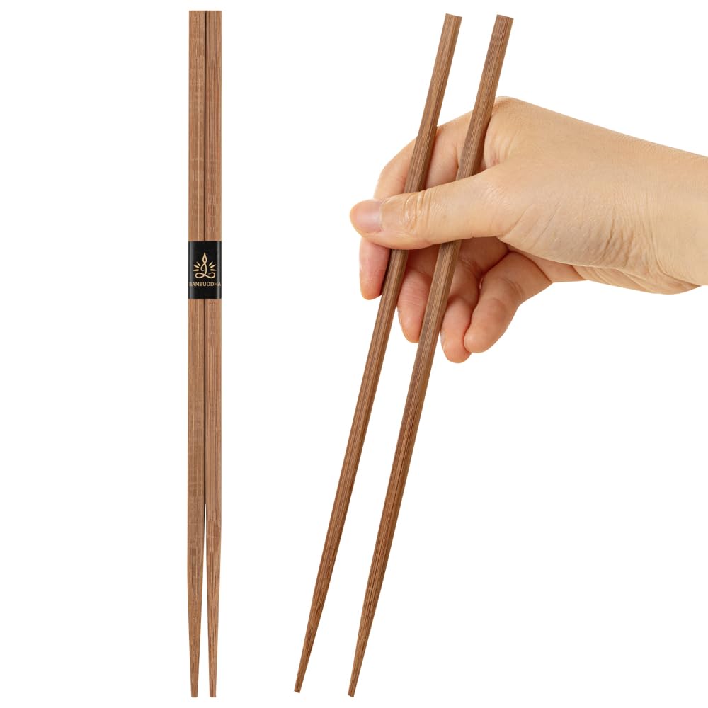 Restaurantware 9.5 Inch Bamboo Chopsticks - 1000 Count - Bambuddha Chinese Chopsticks, Disposable, Non-Slip, with Paper Band - Durable Sushi Chopsticks for Kitchen, Restaurant