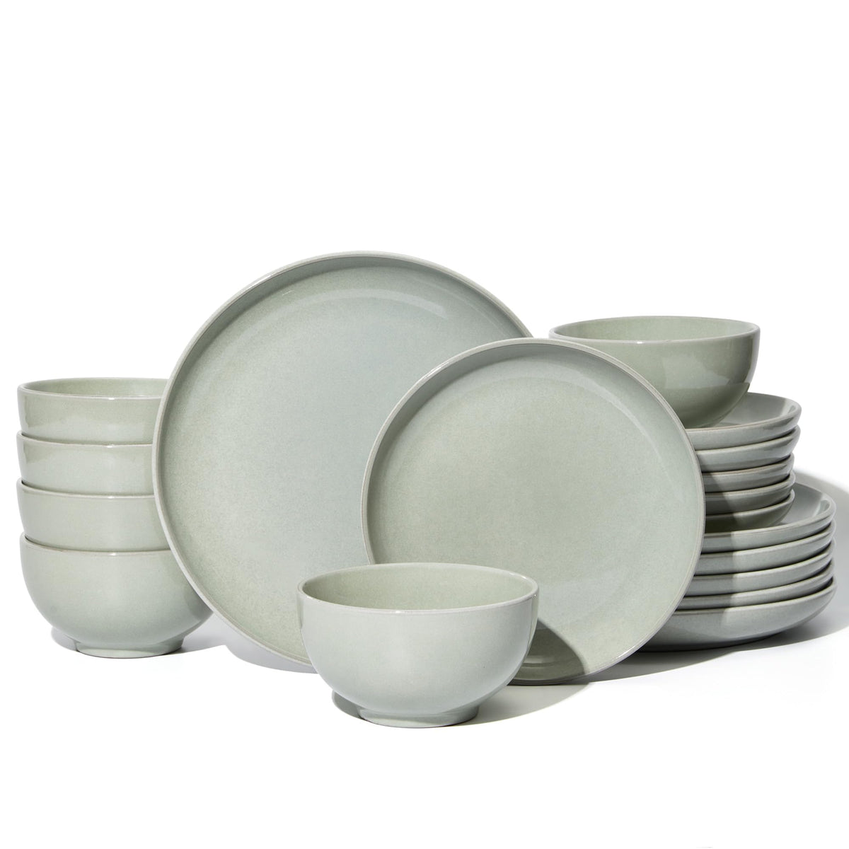 Pokini Stoneware Dinnerware Sets for 4, 12pcs Plates and Bowls Sets Dishes