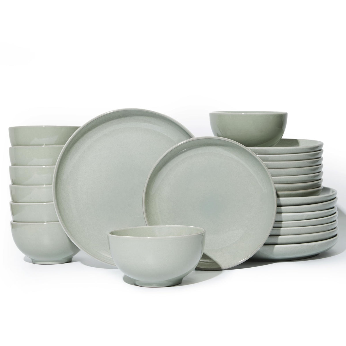 Pokini Stoneware Dinnerware Sets for 4, 12pcs Plates and Bowls Sets Dishes