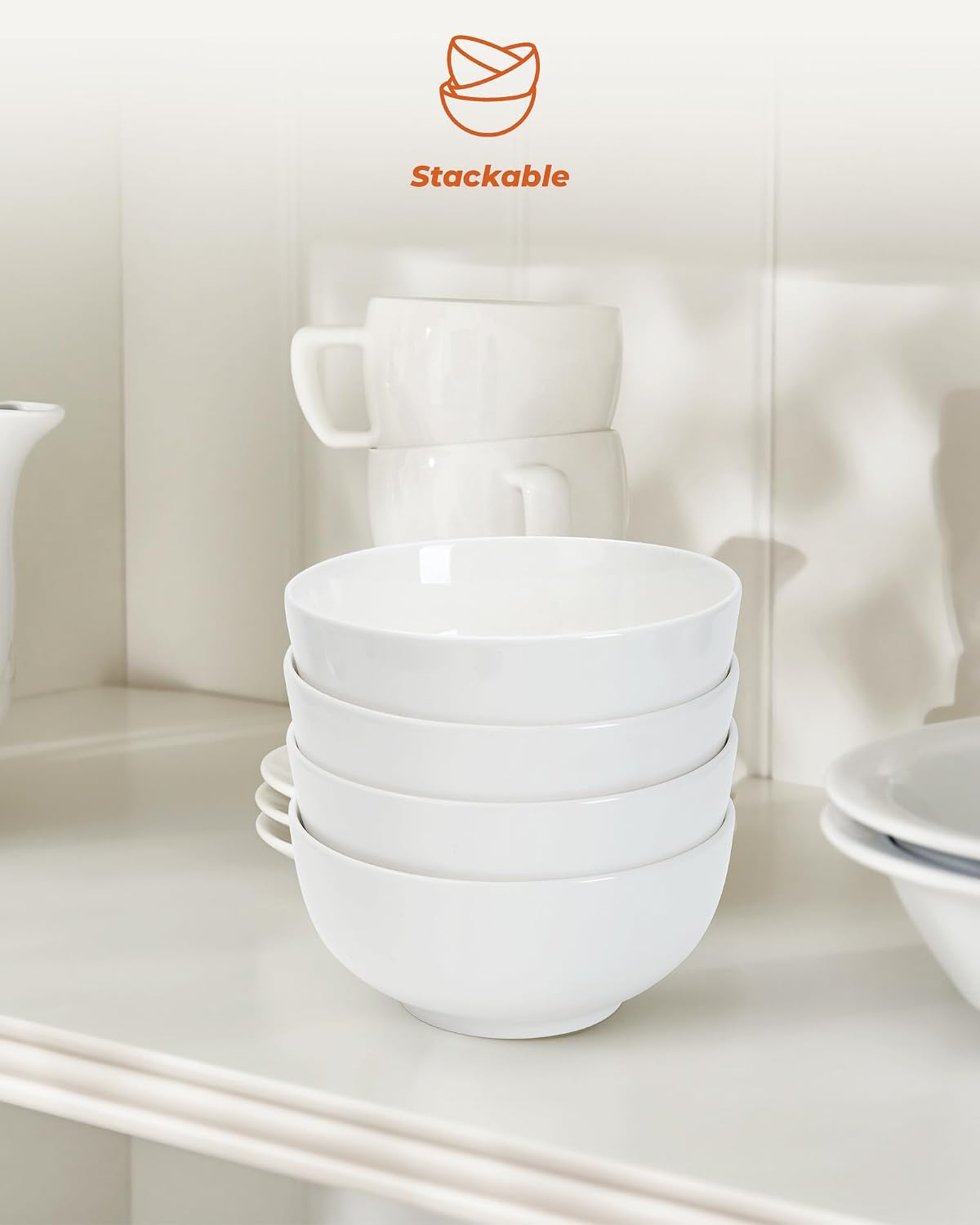 Quatish Cereal Bowls Set of 6, 24 OZ Soup Bowl, Durable Ceramic Bowls