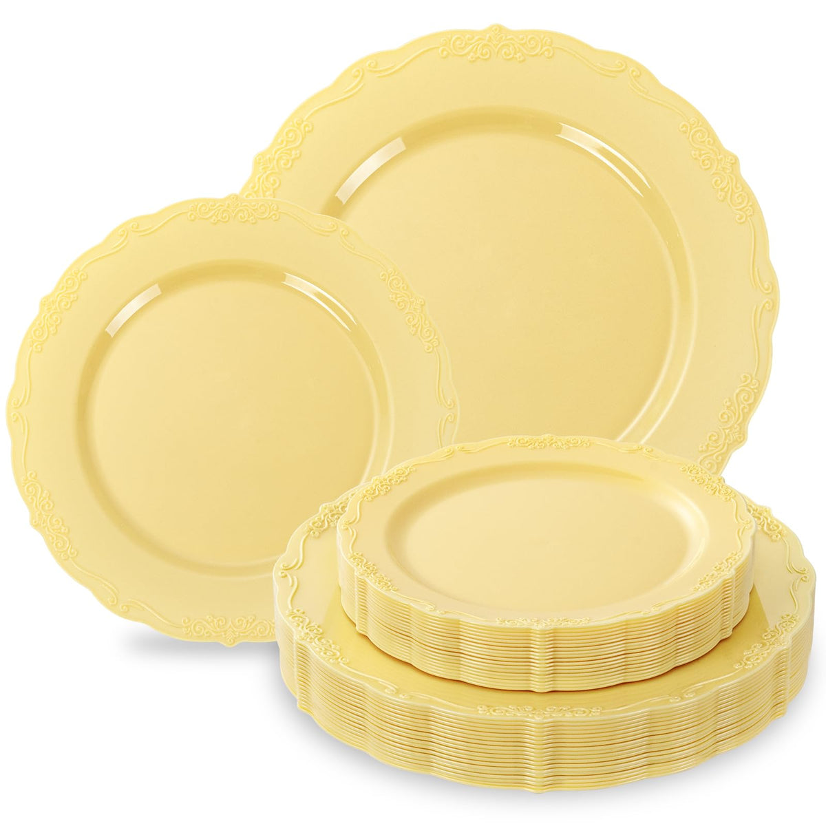 Tinybee 60PCS Clear Green Plastic Plates,Green Plates Disposable Heavy Duty