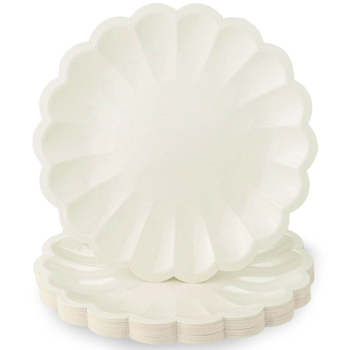 NatNarr 30 Pcs Ivory Paper Plates 9.5 In Scalloped Party Plates Disposable