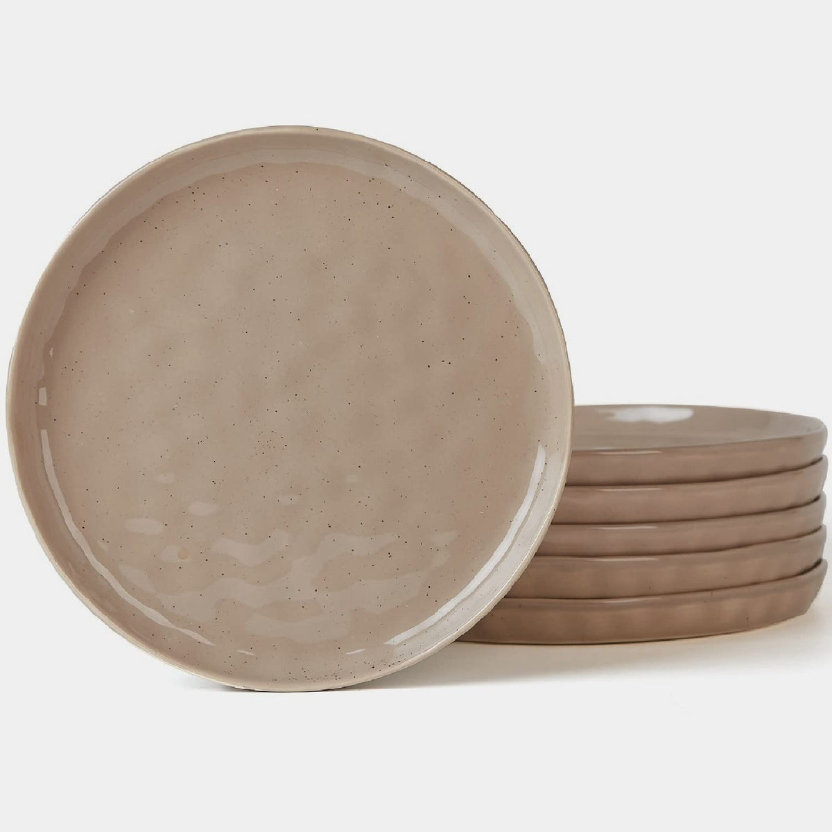 famiware Dinner Plates Set of 6, 10.25 inch Pasta Plate, Ocean Round Stoneware Dessert Plates Dish Set for Kitchen Microwave Dishwasher Safe, Scratch Resistant, Vanilla White
