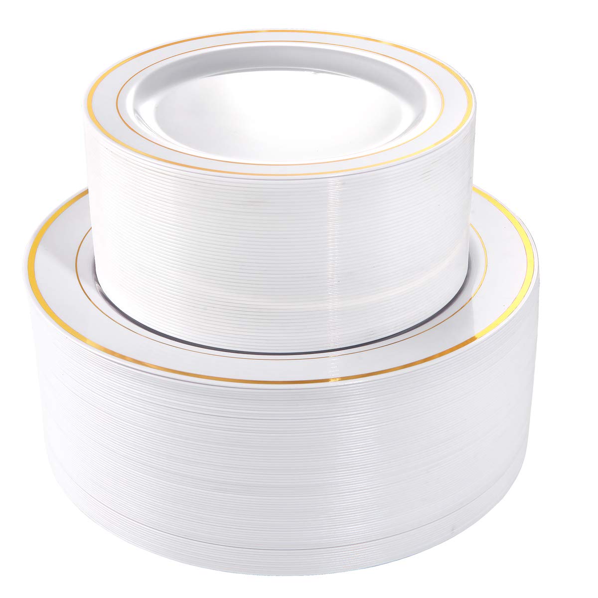 I00000 102 Pcs Gold Plastic Plates, Premium Disposable Gold Plates