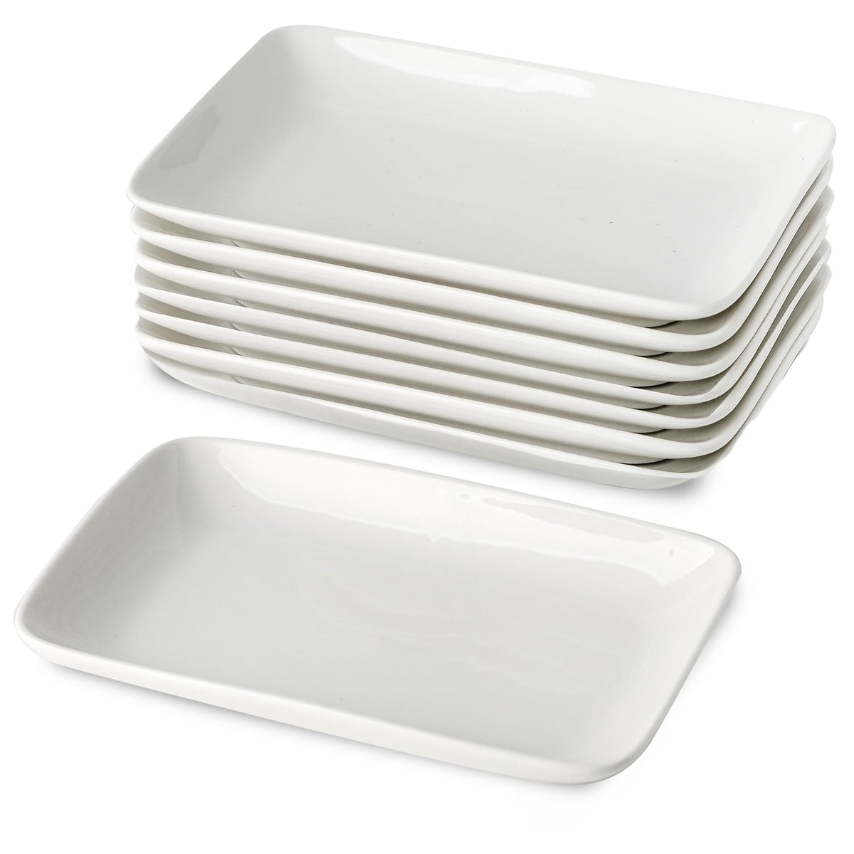 8 Inch Oval Ceramic Plate Set of 8, Ceramic Salad Plates Set