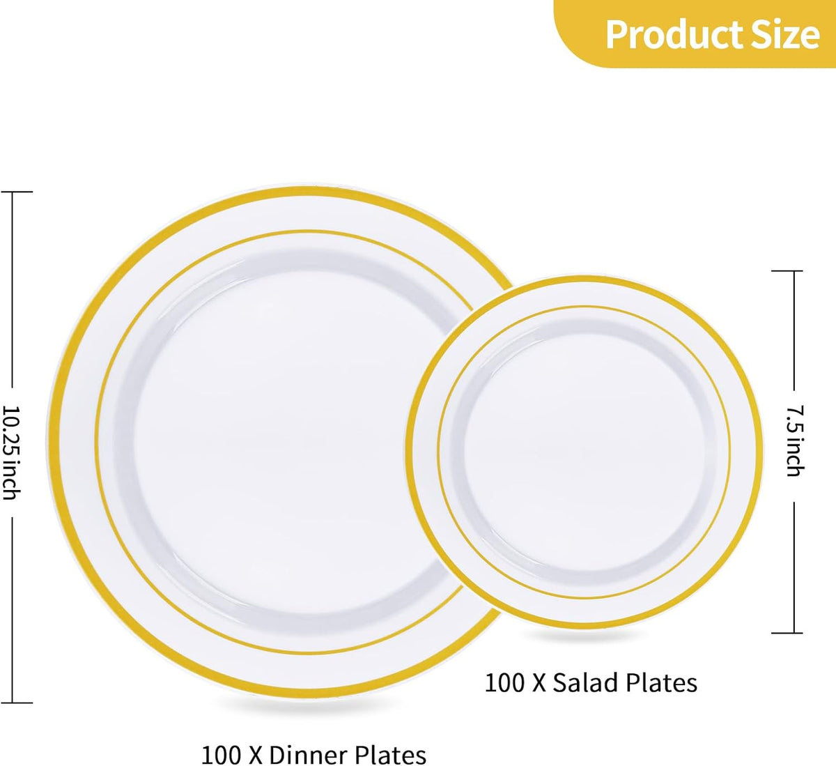 Goodluck 200PCS Gold Plastic Plates, Heavy Duty Disposable Gold Plates