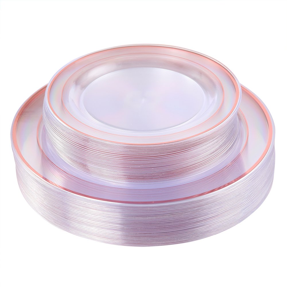 I00000 102 Pcs Silver Plastic Plates, Premium Silver Disposable Plates