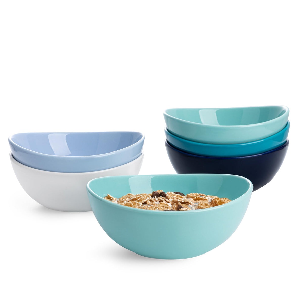 Sweese 18 oz Medium White Porcelain Bowls - Set of 6 Cereal, Soup, Rice & Salad Bowls, Ceramic Serving Bowls for Everyday Use