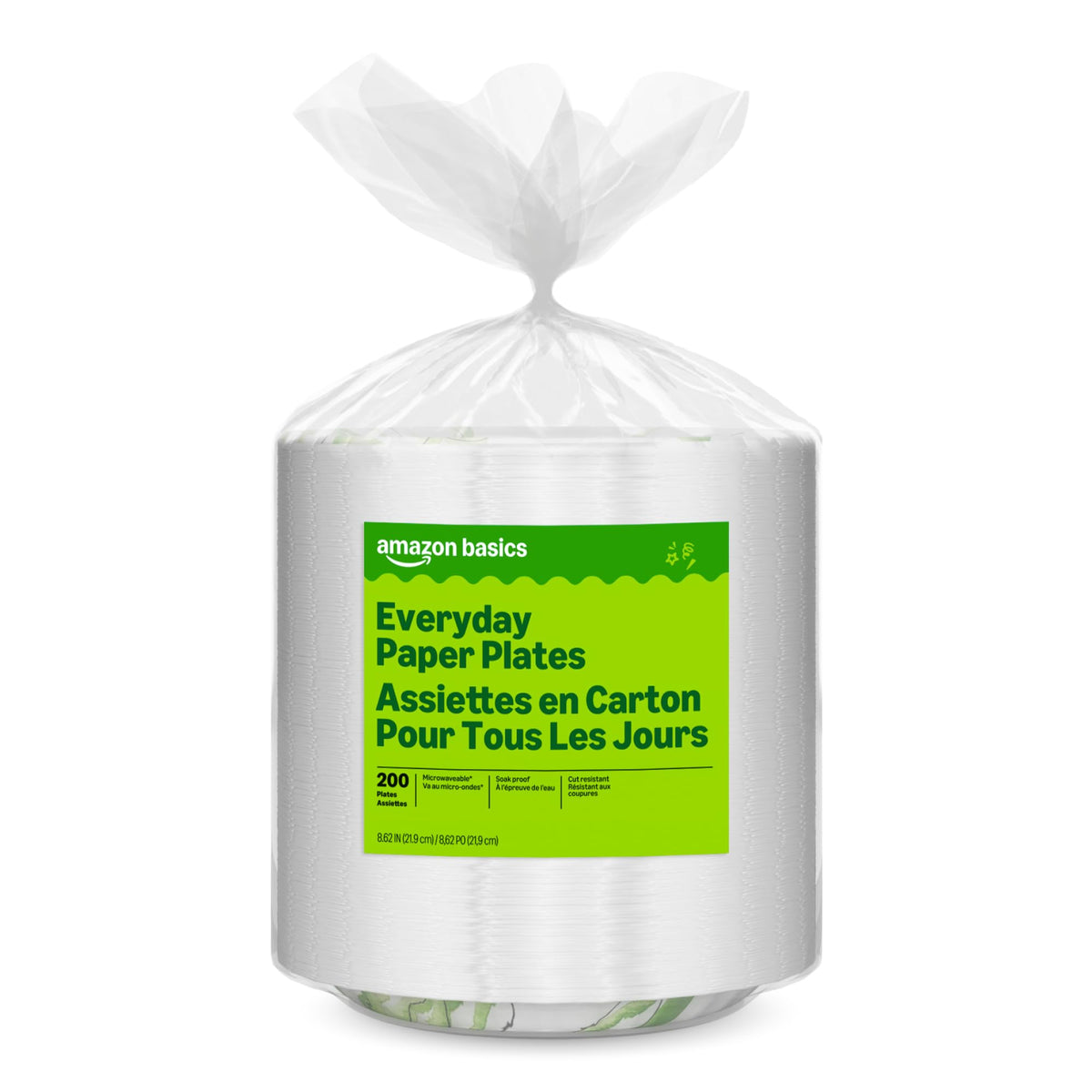 Amazon Basics Everyday Paper Plates, 8.62 Inch, Disposable, 300 Count, Packaging May Vary