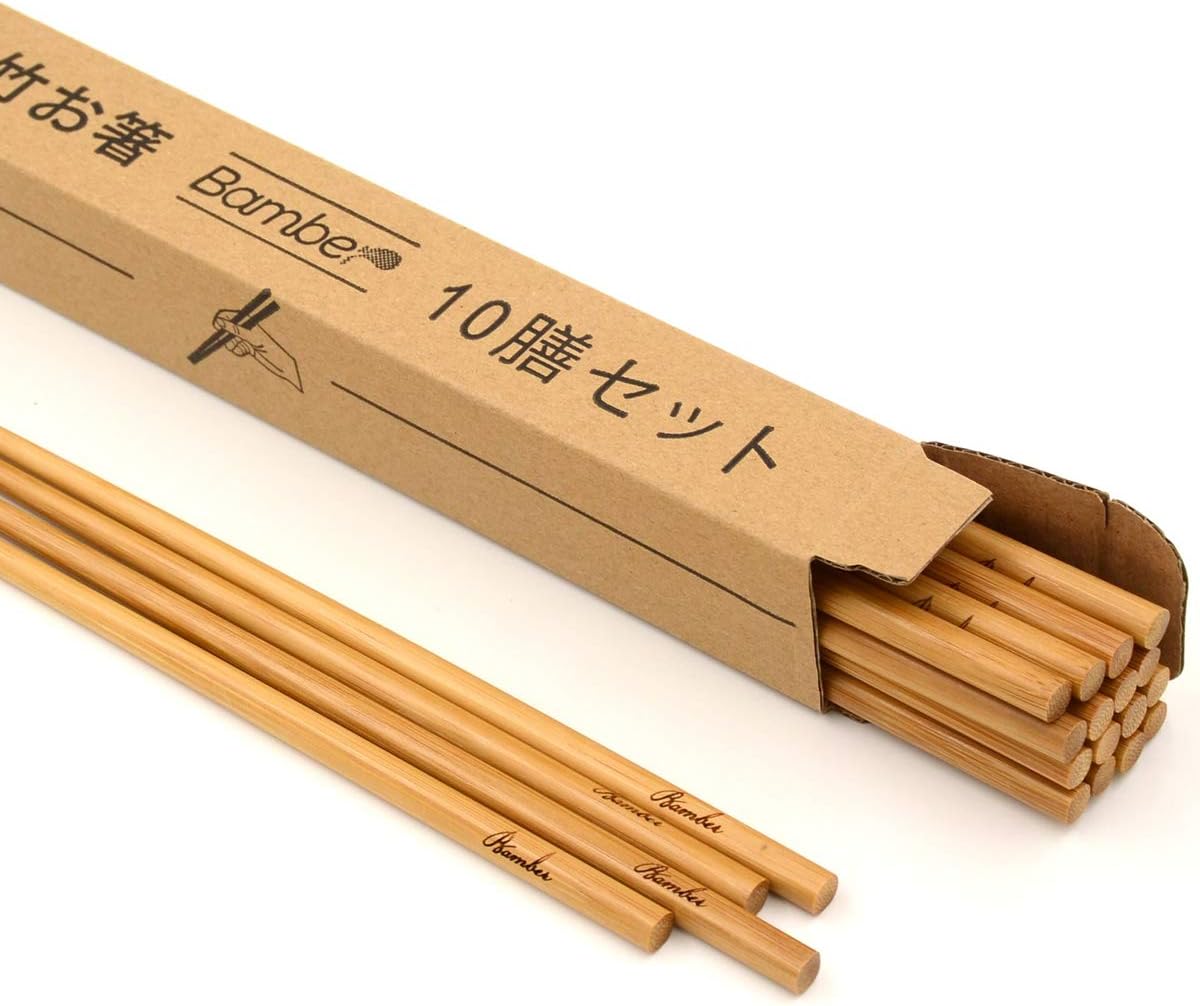 Bamber 50 Pairs Reusable Bamboo Chopsticks Chopstick Set