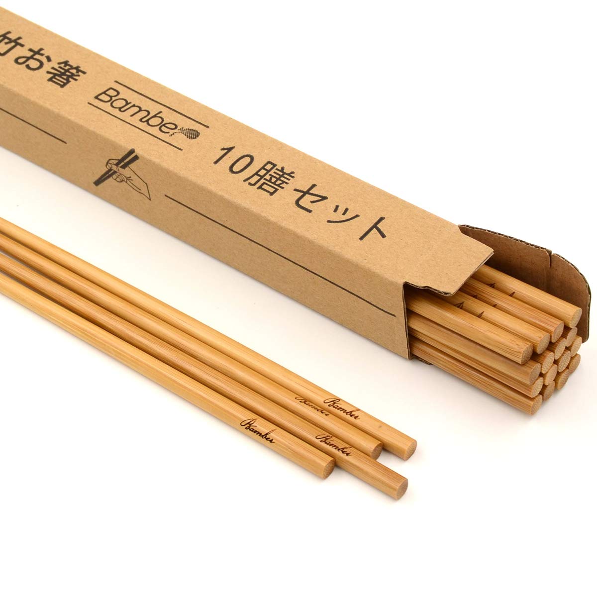 Bamber 50 Pairs Reusable Bamboo Chopsticks Chopstick Set