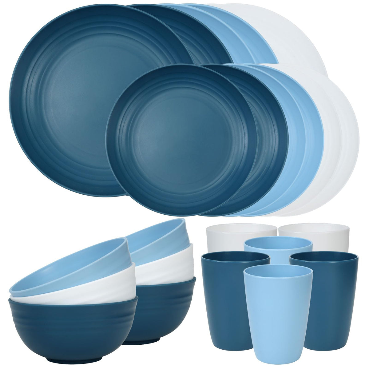 Quatish 24 Piece Plates and Bowl Set for 6, Dinnerware Dish Set for Kitchen